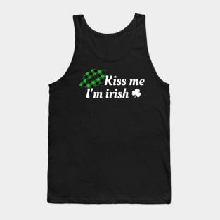Kiss Me i'm irish with green buffalo plaid lips Tank Top